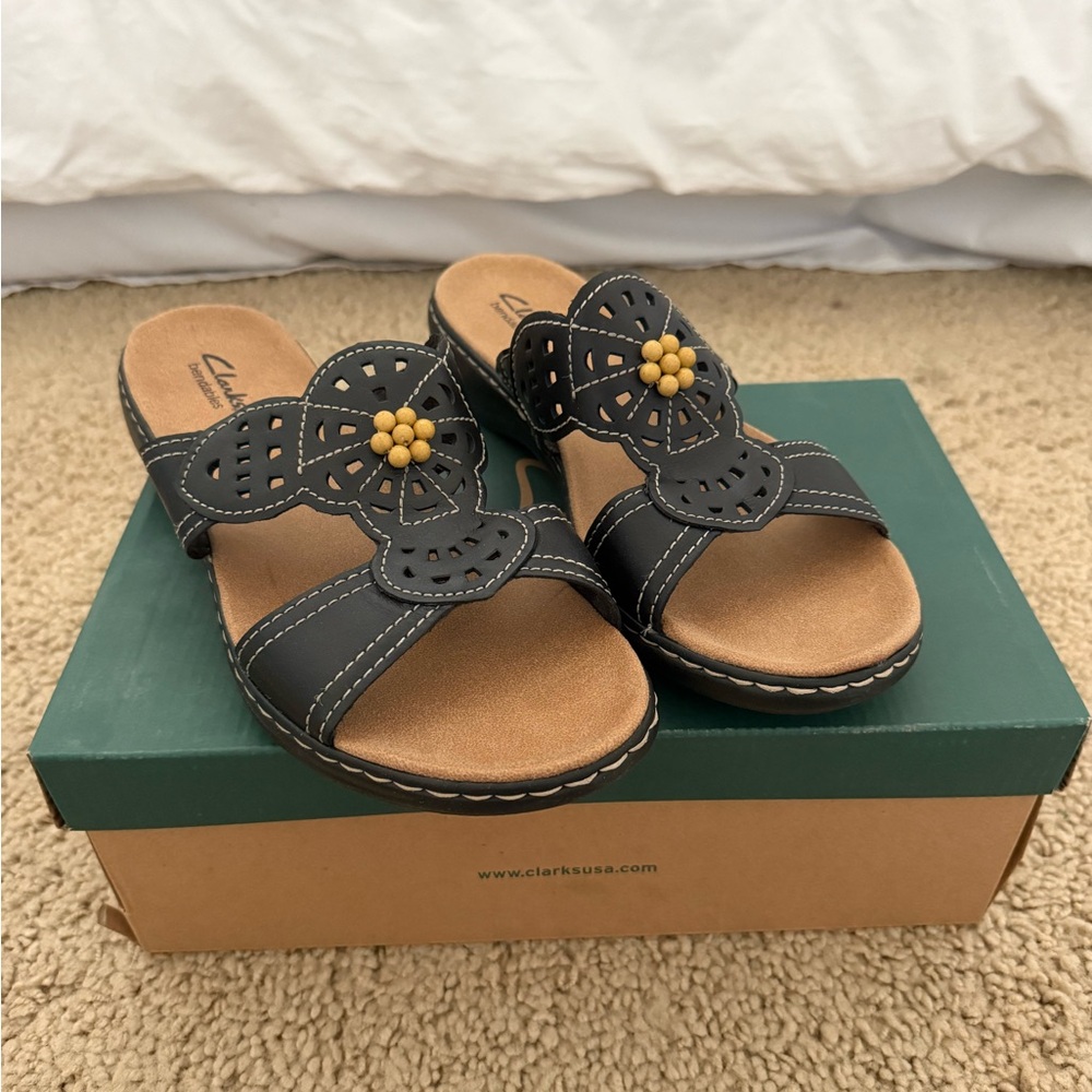 Clarks Black and Tan Sandals for Effortless Style